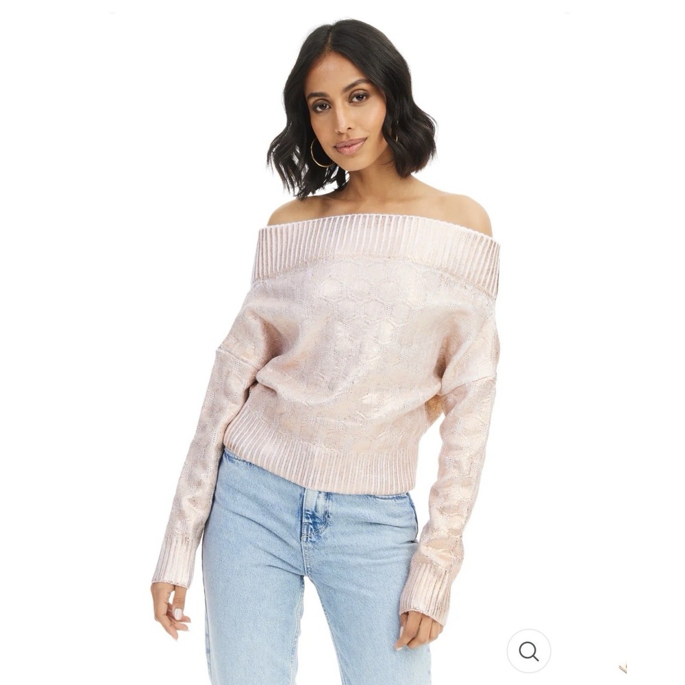 Allison New York Foiled Alba Sweater Rose Gold -Size XS